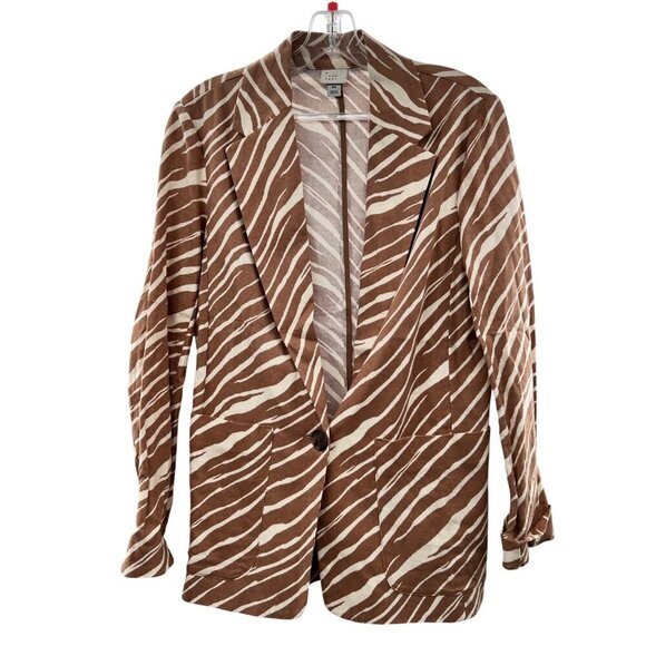 A New Day Women's Zebra Print Single Button Blazer Tan/White Size XS - Picture 1 of 9